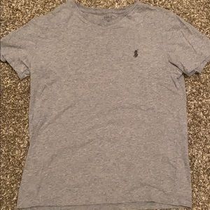 grey short sleeve polo v-neck t shirt